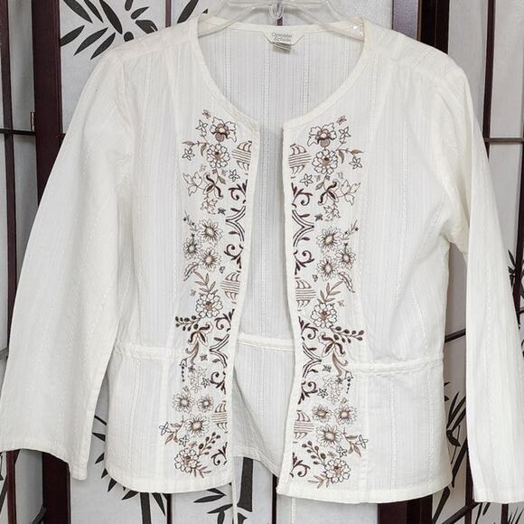 Christopher & Banks Light weight Embroidered Tie Front Cover up Blouse Size Smal - Picture 1 of 8